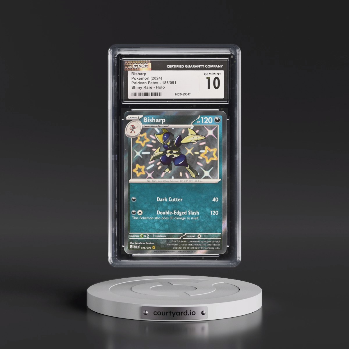 2024 Paldean Fates - PAF EN #186/091 Bisharp - Shiny Rare Holo (CGC 10 GEM MINT)
