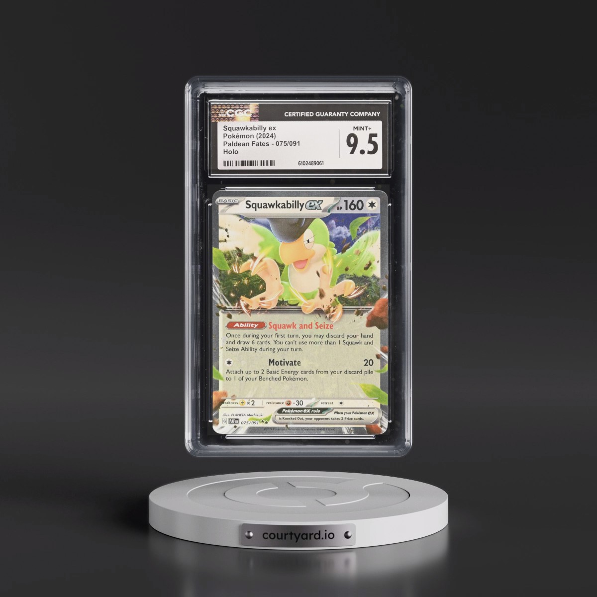 2024 Paldean Fates - PAF EN #075/091 Squawkabilly ex - Holo (CGC 9.5 MINT+)