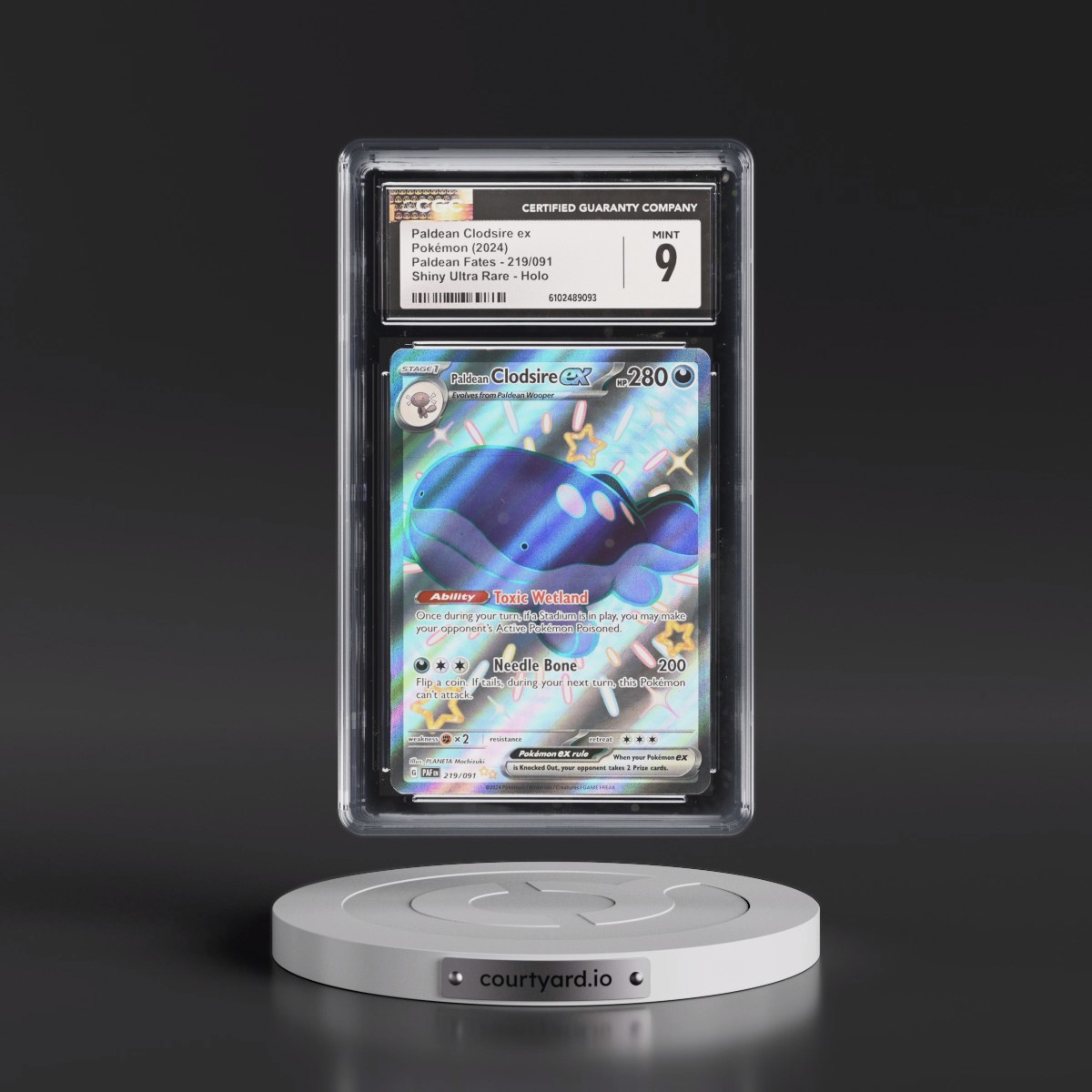2024 Paldean Fates - PAF EN #219/091 Paldean Clodsire ex - Shiny Ultra Rare Holo (CGC 9 MINT)