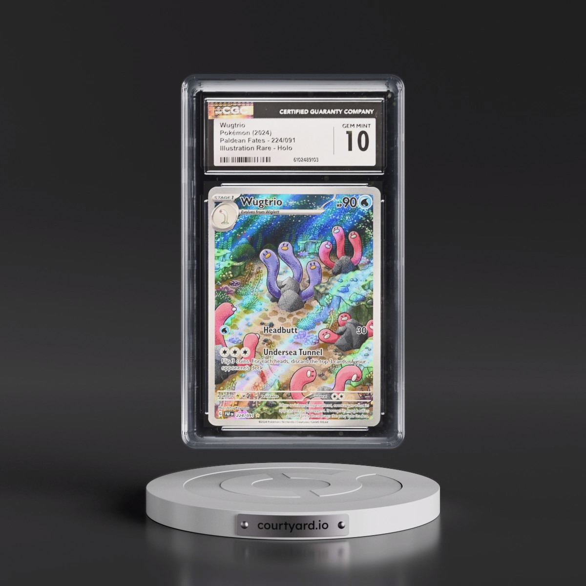 2024 Pokémon Paf EN-Paldean Fates #224 Wugtrio - Illustration Rare (CGC 10 GEM MINT)