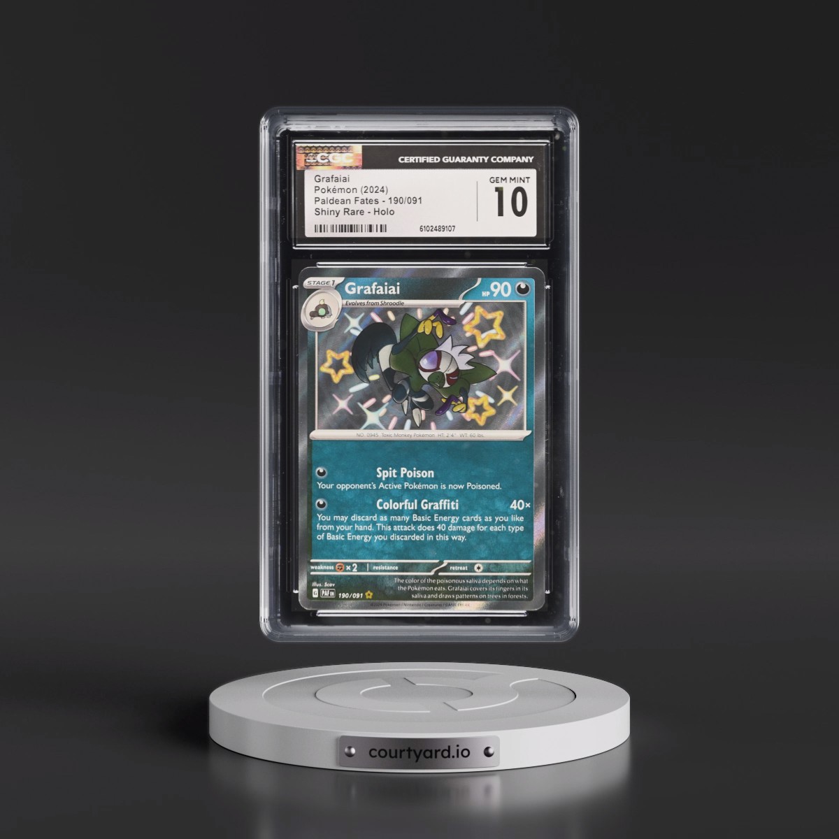 2024 Paldean Fates - PAF EN #190/091 Grafaiai - Shiny Rare Holo (CGC 10 GEM MINT)
