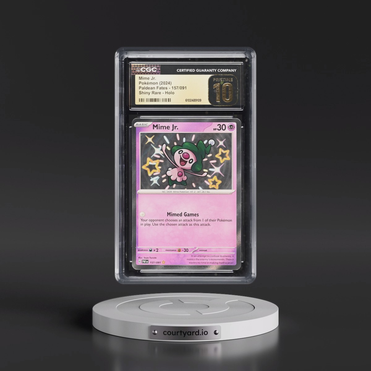 2024 Paldean Fates - PAF EN #157/091 Mime Jr. - Shiny Rare Holo (CGC 10 PRISTINE)