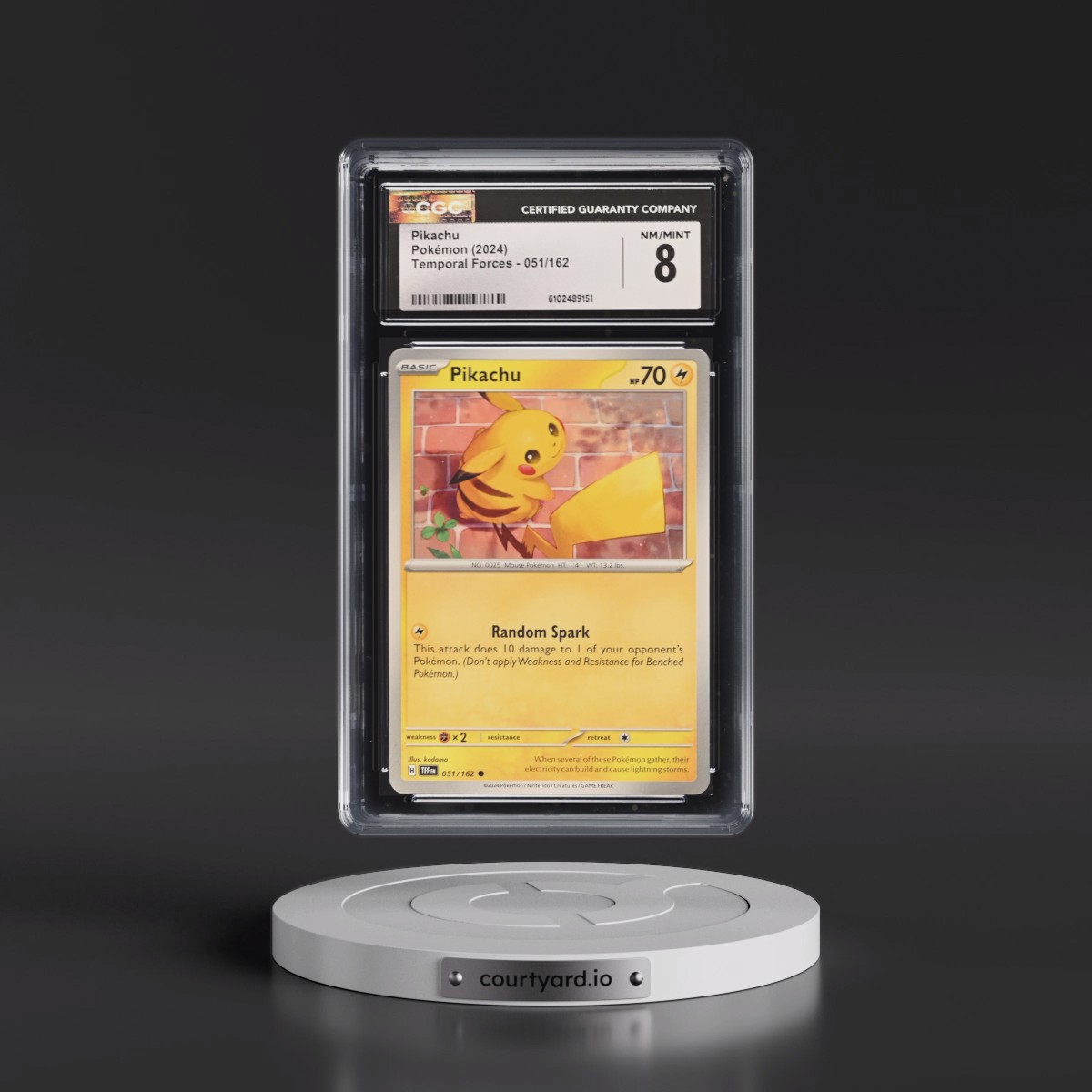 2023 Temporal Forces - TEF EN #051/162 Pikachu - (Non Holo) (CGC 8 NM-MT)