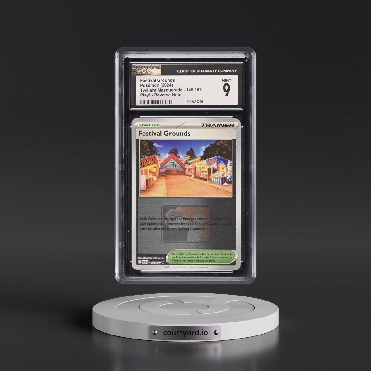2024 Twilight Masquerade - TWM EN #149/167 Festival Grounds - Reverse Holo Play! Pokémon (CGC 9 MINT)