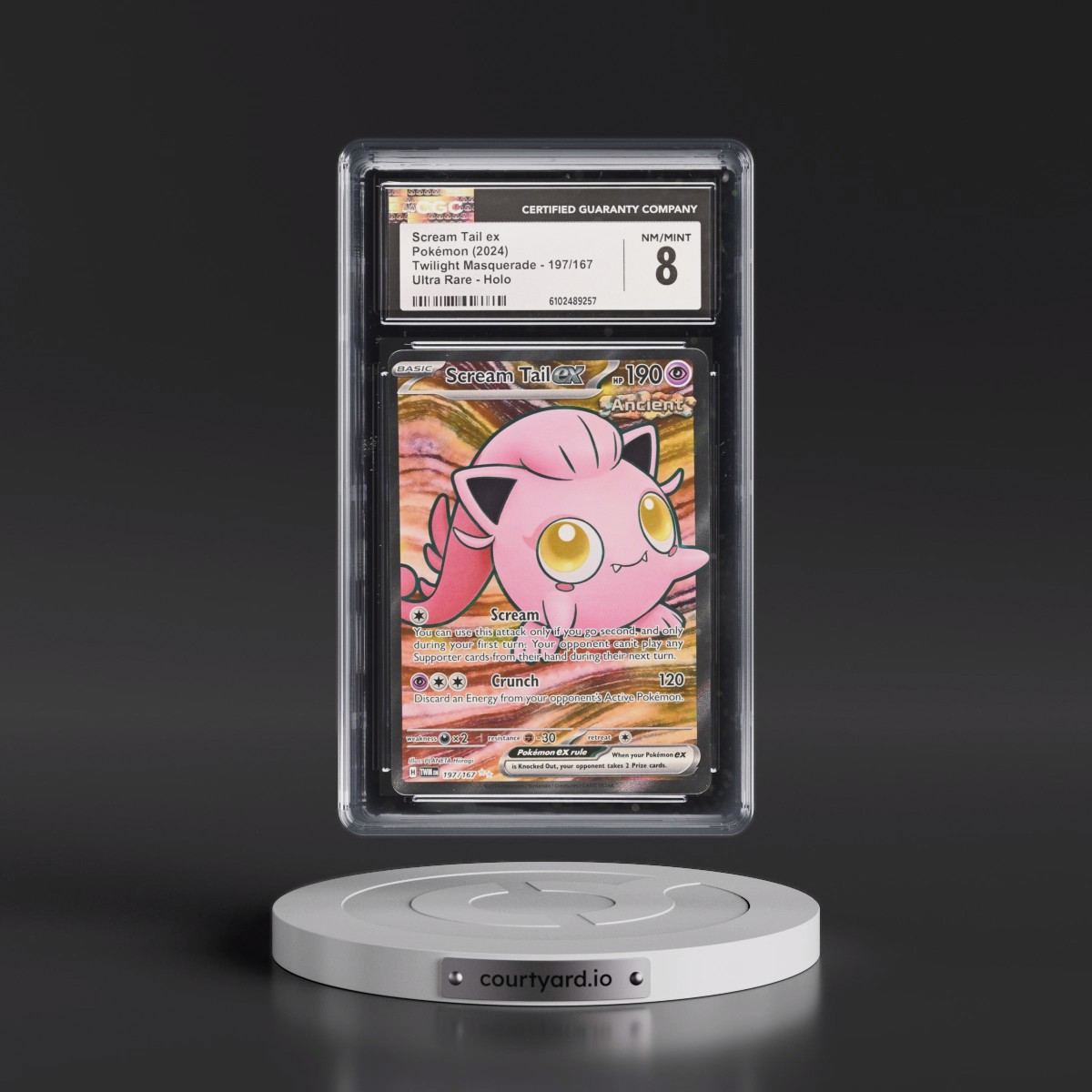 2024 Twilight Masquerade - TWM EN #197/167 Scream Tail ex - Ultra Rare Holo (CGC 8 NM-MT)