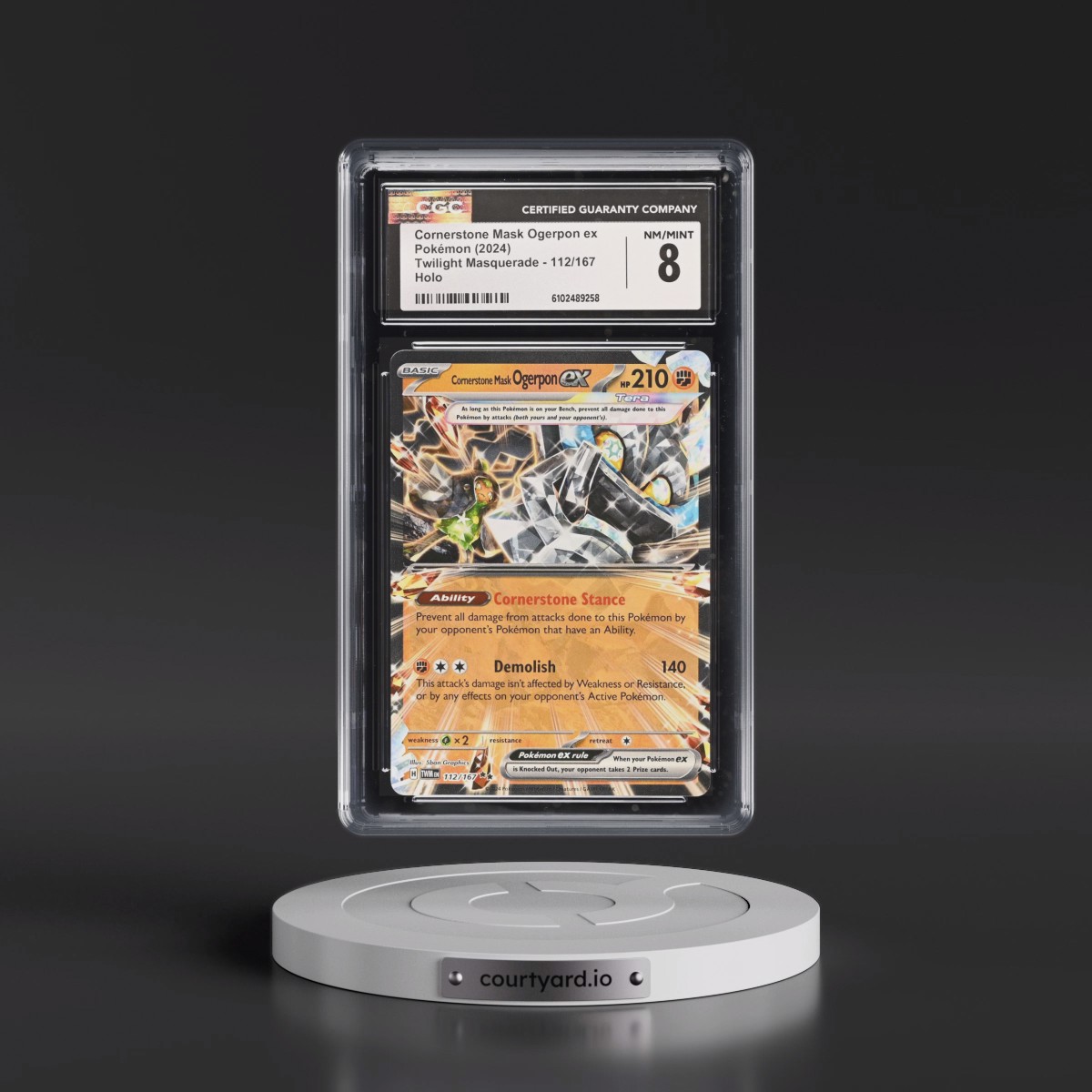 2024 Pokémon Twm EN-Twilight Masquerade #112 Cornerstone Mask Ogerpon EX - Holo (CGC 8 NM-MT)