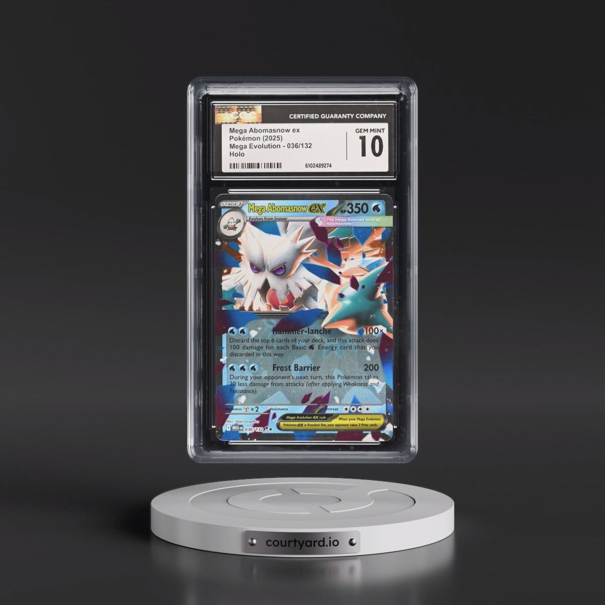 2025 Mega Evolution - MEG EN #036/132 Mega Abomasnow ex - Holo (CGC 10 GEM MINT)