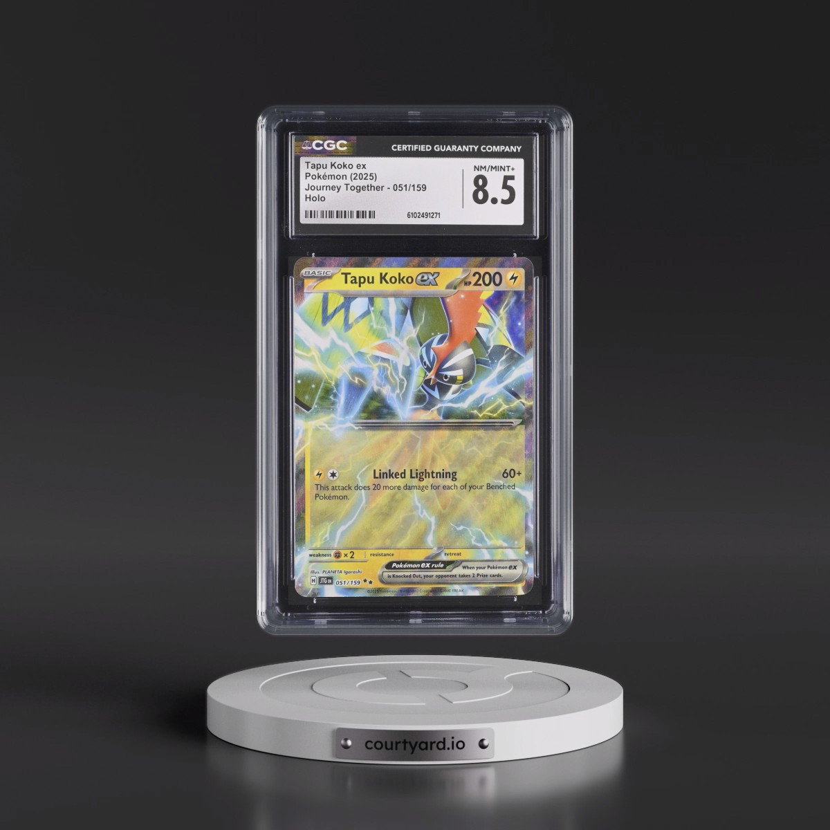 2025 Pokémon Jtg EN-Journey Together #051 Tapu Koko EX - Holo (CGC 8.5 NM-MT+)