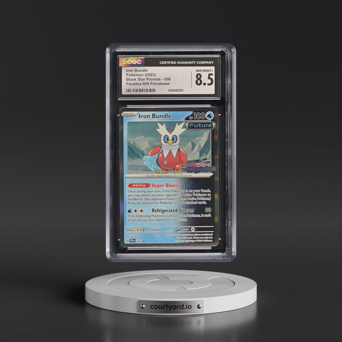 2023 Pokémon Svp EN-SV Black Star Promo #058 Iron Bundle - Paradox Rift Prerelease (CGC 8.5 NM-MT+)