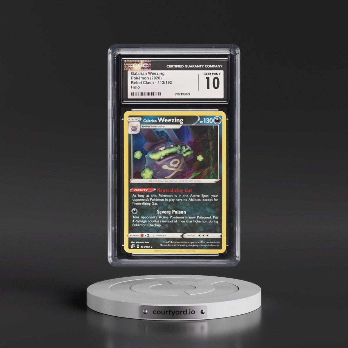 2020 Rebel Clash #113/192 Galarian Weezing - Holo (CGC 10 GEM MINT)