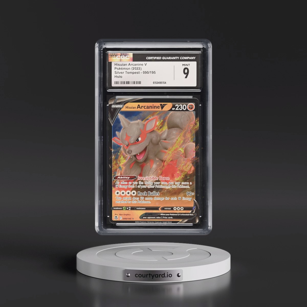 2022 Silver Tempest #090/195 Hisuian Arcanine V - Holo (CGC 9 MINT)