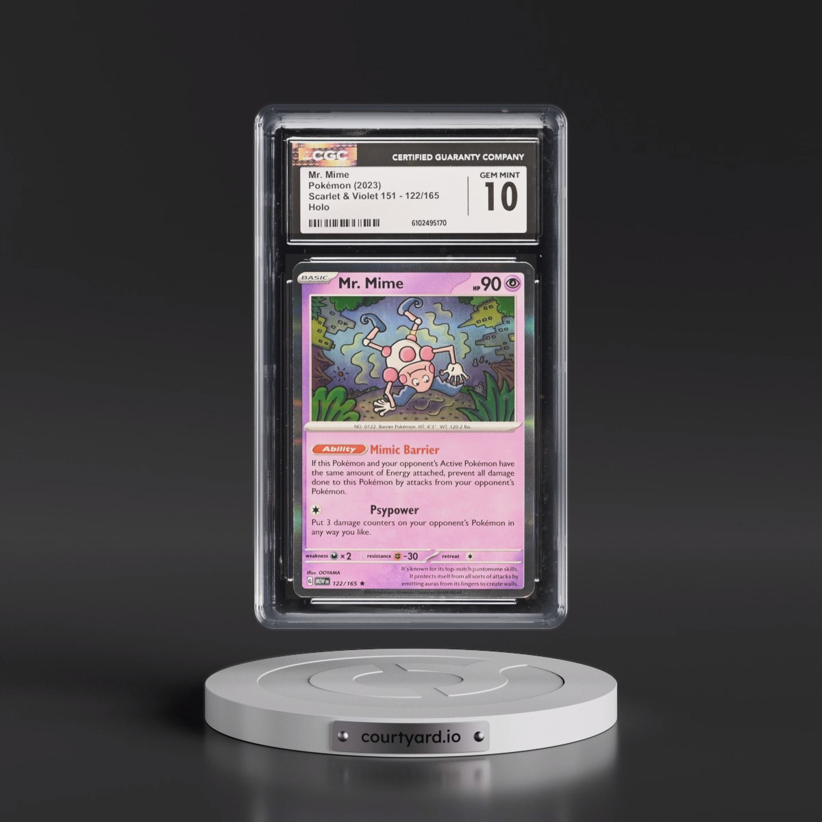 2023 Scarlet & Violet 151 - MEW EN #122/165 Mr. Mime - Holo (CGC 10 GEM MINT)