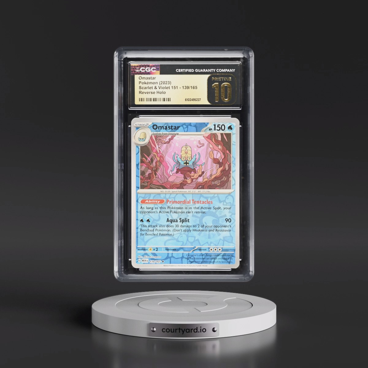 2023 Scarlet & Violet 151 - MEW EN #139/165 Omastar - Reverse Holo (CGC 10 PRISTINE)