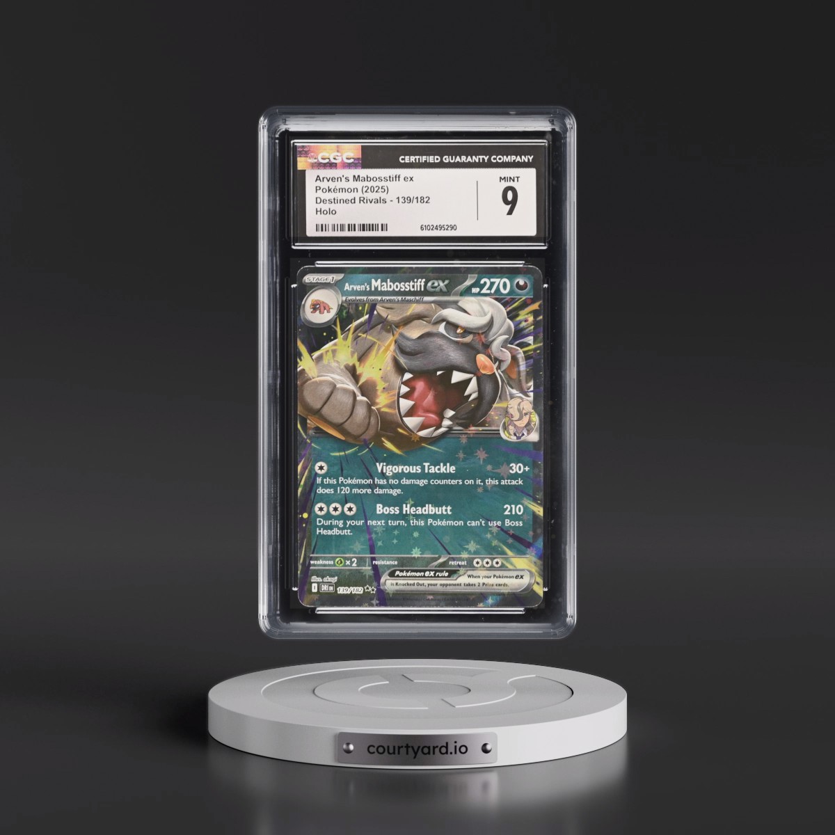 2025 Pokémon Dri EN-Destined Rivals #139 Arven's Mabosstiff EX - Holo (CGC 9 MINT)