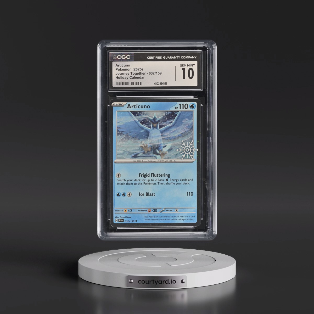 2025 Journey Together - JTG EN #032/159 Articuno - Holiday Calendar (Snowflake Stamp) (Cosmos Holo) (CGC 10 GEM MINT)