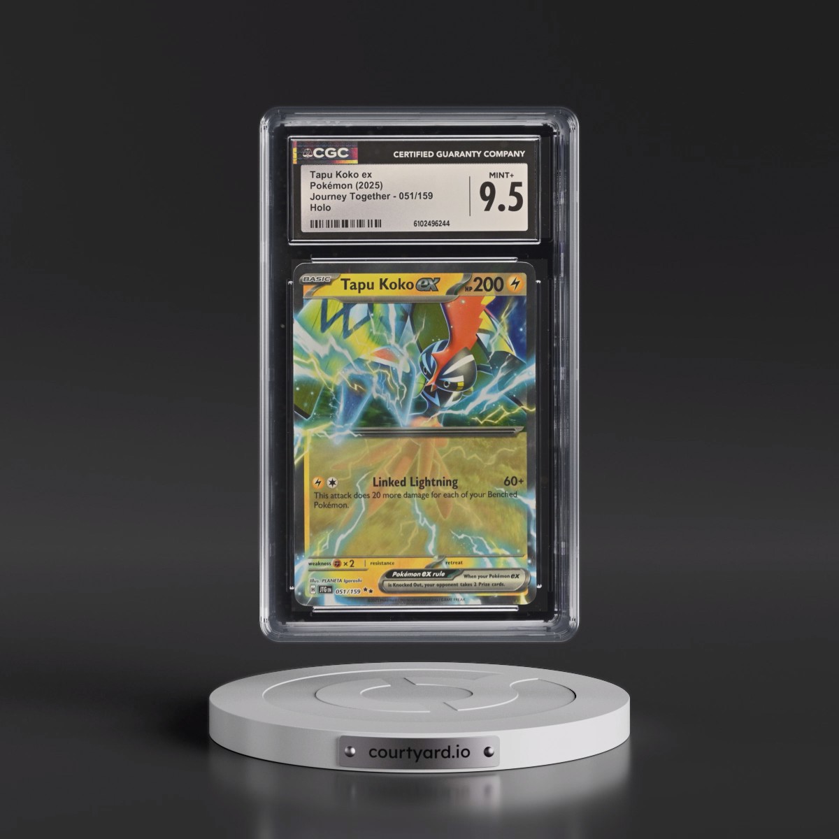 2025 Pokémon Jtg EN-Journey Together #051 Tapu Koko EX - Holo (CGC 9.5 MINT+)