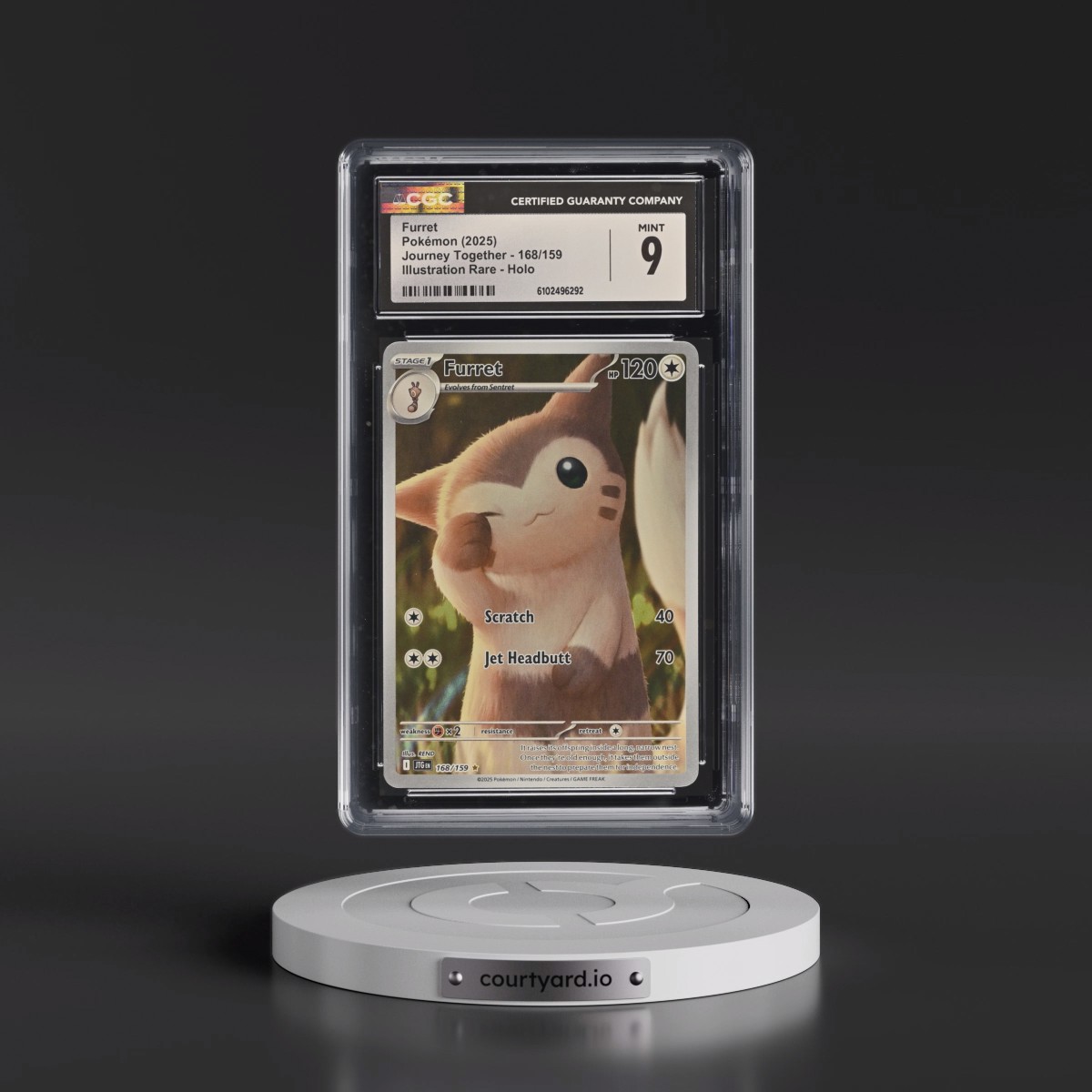 2025 Pokémon Jtg EN-Journey Together #168 Furret - Illustration Rare (CGC 9 MINT)