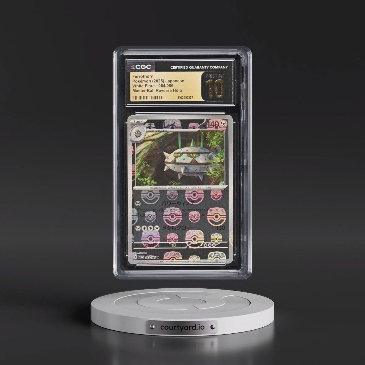 2025 White Flare - sv11W #064/086 Ferrothorn - Reverse Holo Master Ball (CGC 10 PRISTINE)
