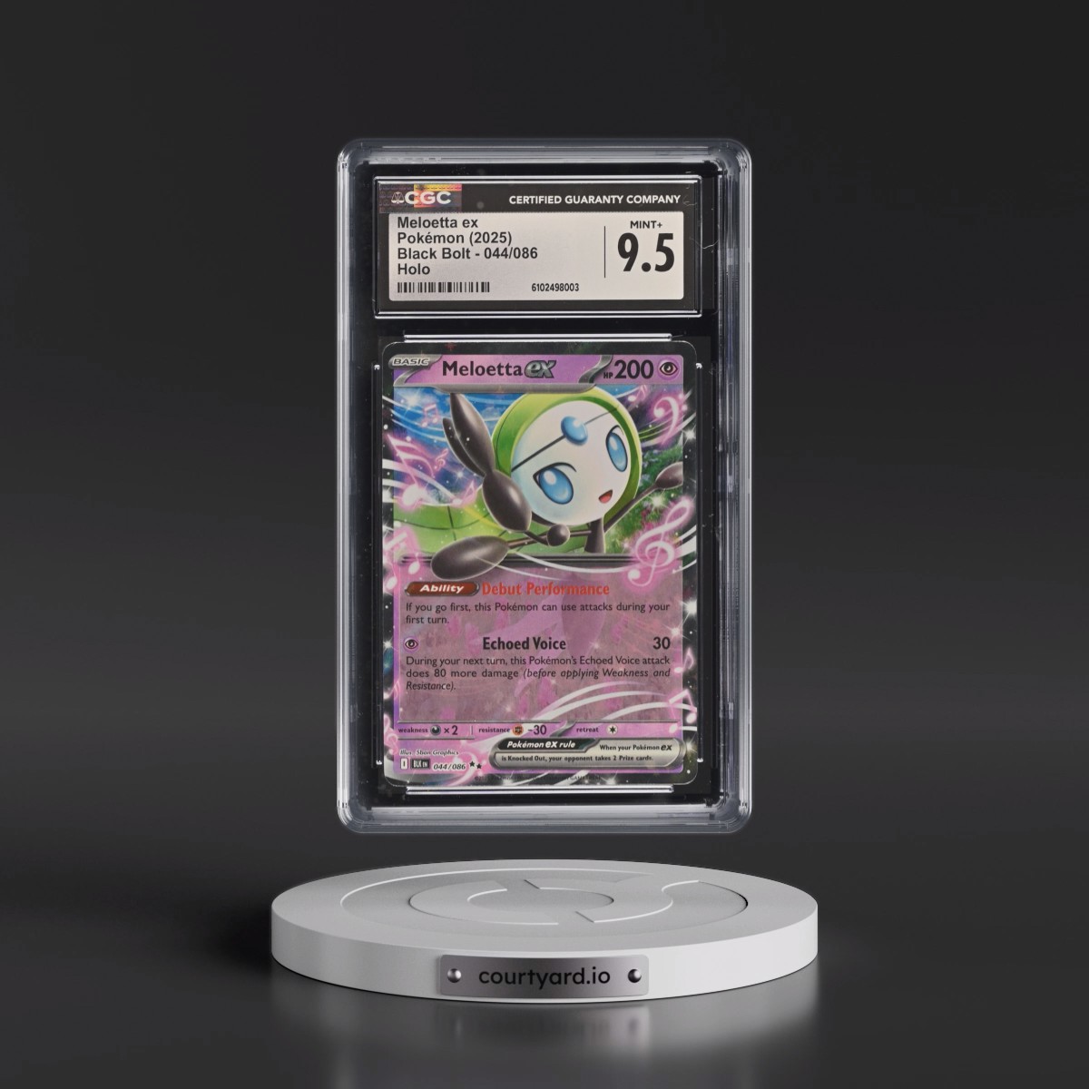 2025 Pokémon Blk EN-Black Bolt #044 Meloetta EX - Holo (CGC 9.5 MINT+)