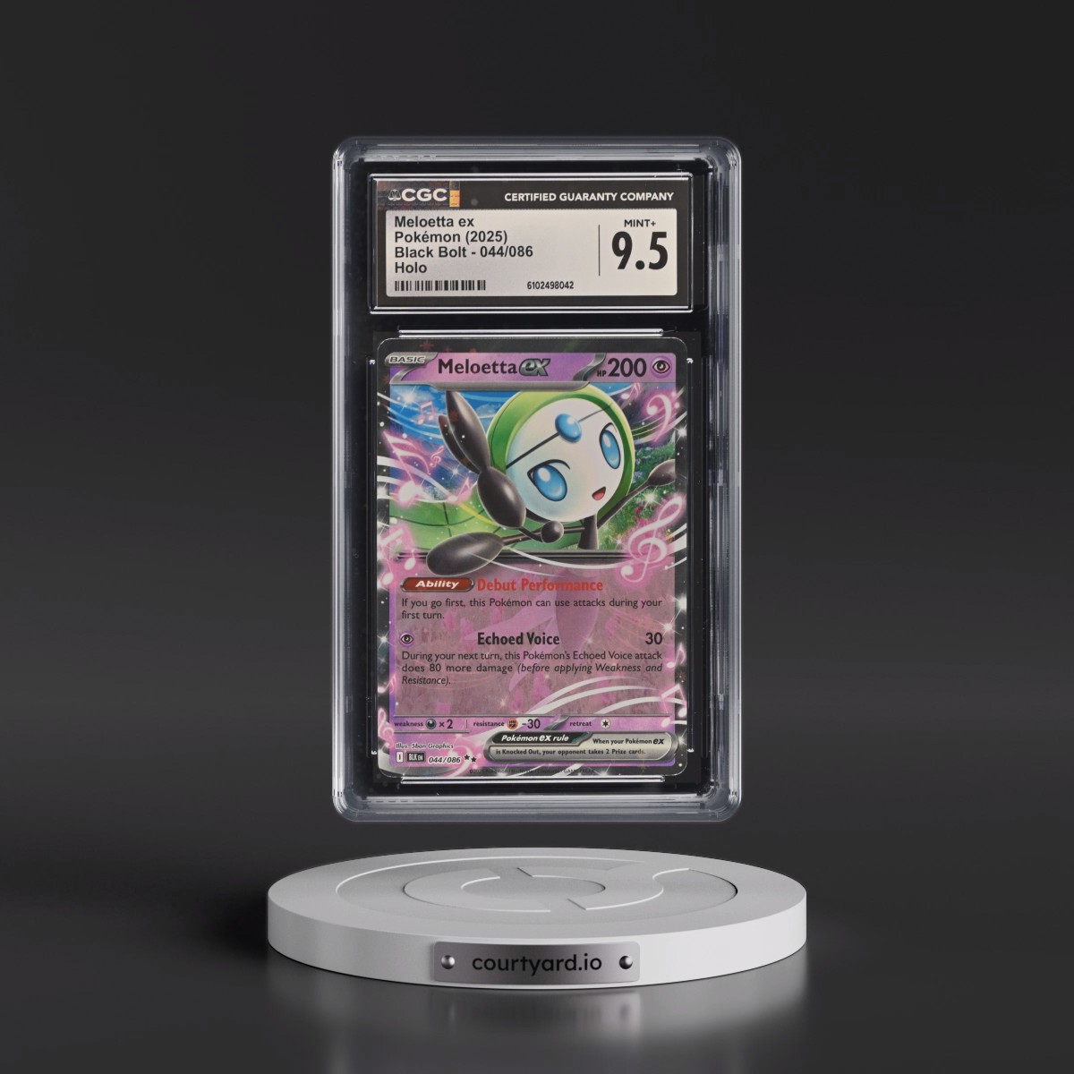 2025 Pokémon Blk EN-Black Bolt #044 Meloetta EX - Holo (CGC 9.5 MINT+)