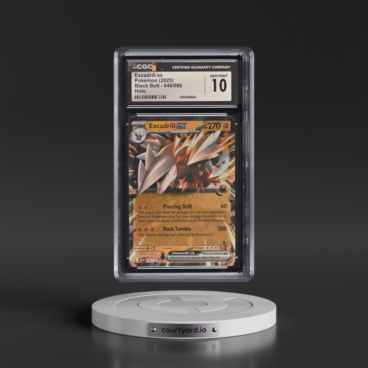 2025 Pokémon Blk EN-Black Bolt #046 Excadrill EX - Holo (CGC 10 GEM MINT)