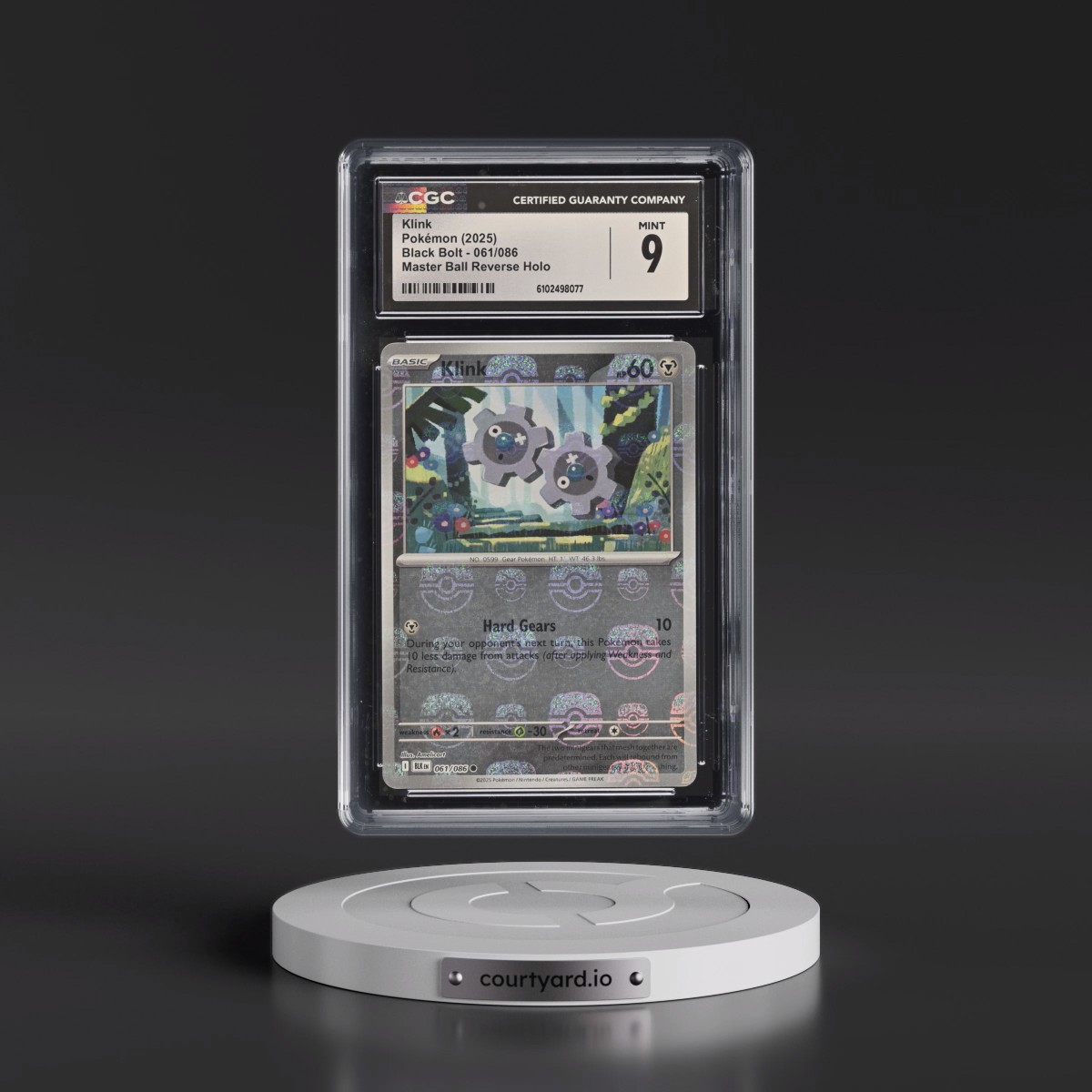 2025 Black Bolt - BLK EN #061/086 Klink - Reverse Holo Master Ball (CGC 9 MINT)