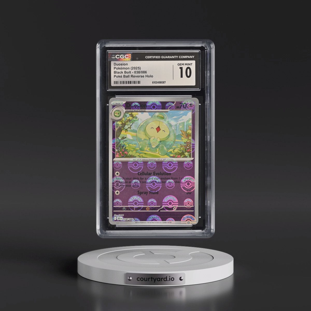 2025 Black Bolt - BLK EN #038/086 Duosion - Reverse Holo Poké Ball (CGC 10 GEM MINT)