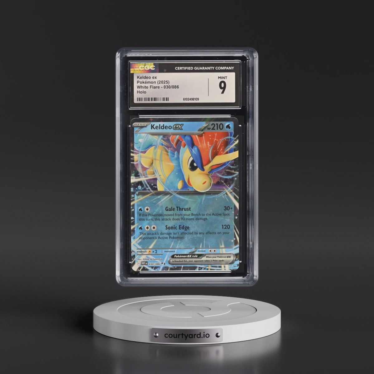 2025 Pokémon Wht EN-White Flare #030 Keldeo EX - Holo (CGC 9 MINT)