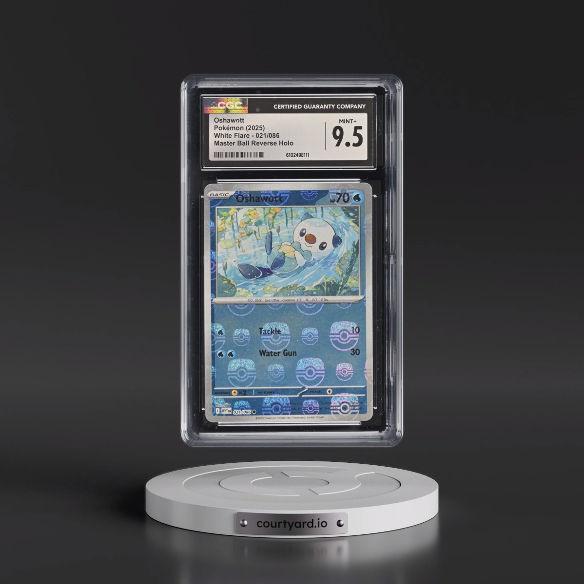 2025 White Flare - WHT EN #021/086 Oshawott - Reverse Holo Master Ball (CGC 9.5 MINT+)