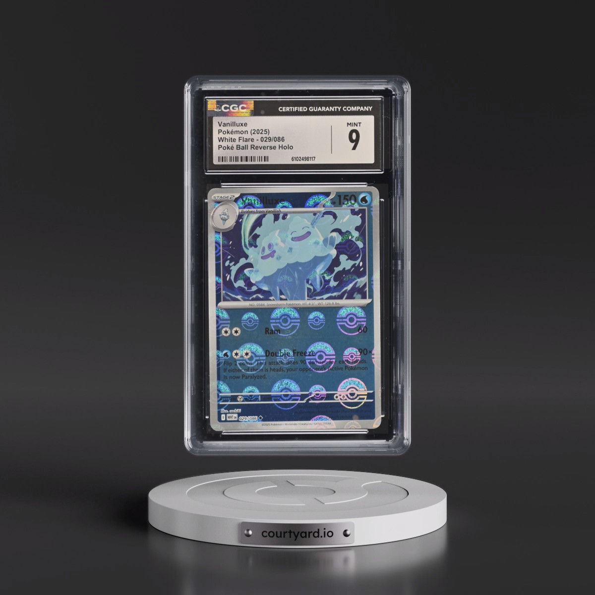 2025 Pokémon Wht EN-White Flare #029 Vanilluxe - Reverse Holo Poke Ball (CGC 9 MINT)