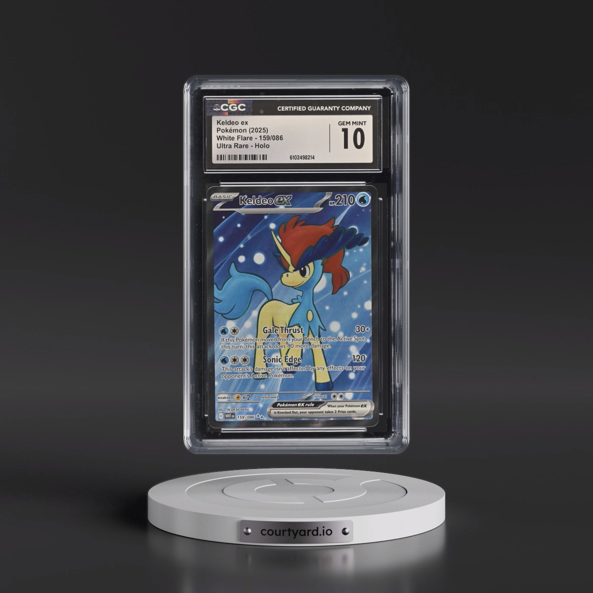 2025 Pokémon Wht EN-White Flare #159 Keldeo EX - Holo Ultra Rare (CGC 10 GEM MINT)