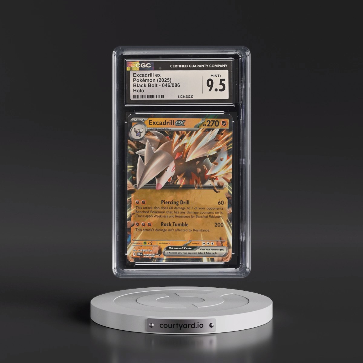2025 Pokémon Blk EN-Black Bolt #046 Excadrill EX - Holo (CGC 9.5 MINT+)