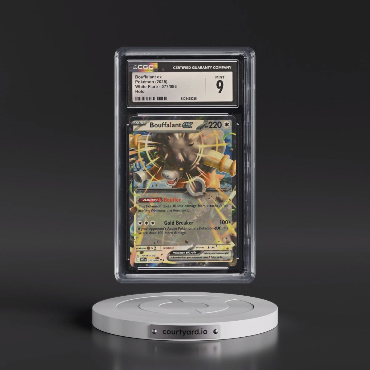 2025 Pokémon Wht EN-White Flare #077 Bouffalant EX - Holo (CGC 9 MINT)
