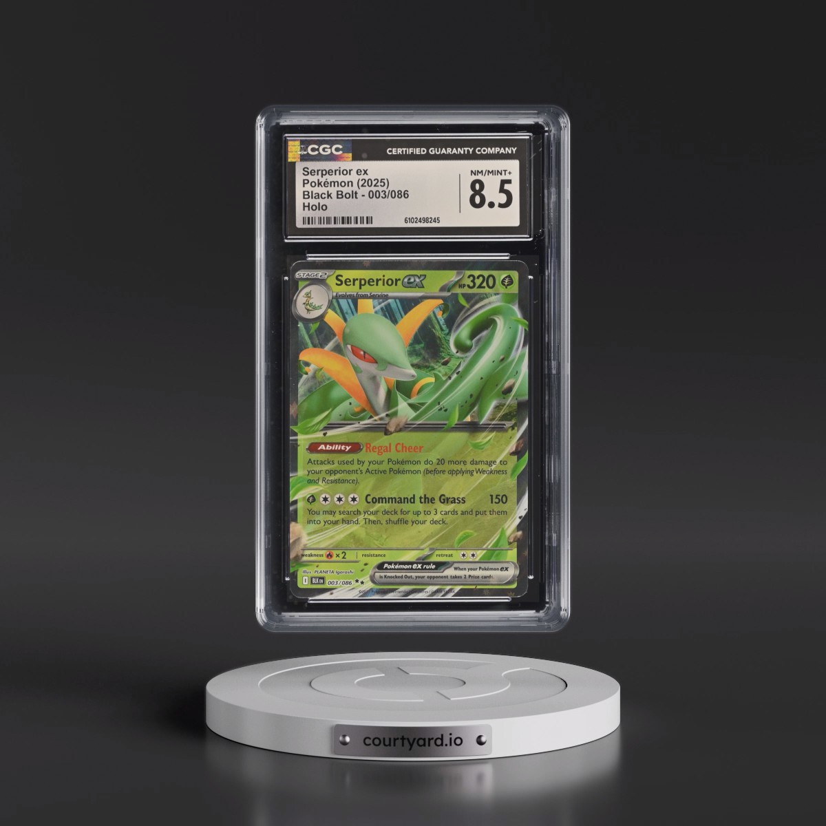 2025 Black Bolt - BLK EN #003/086 Serperior ex - Holo (CGC 8.5 NM-MT+)