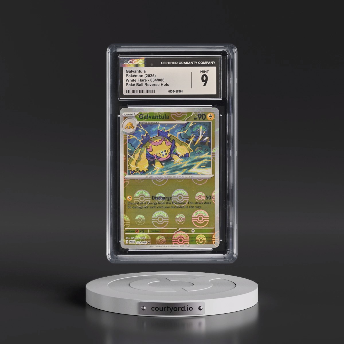 2025 White Flare - WHT EN #034/086 Galvantula - Reverse Holo Poké Ball (CGC 9 MINT)