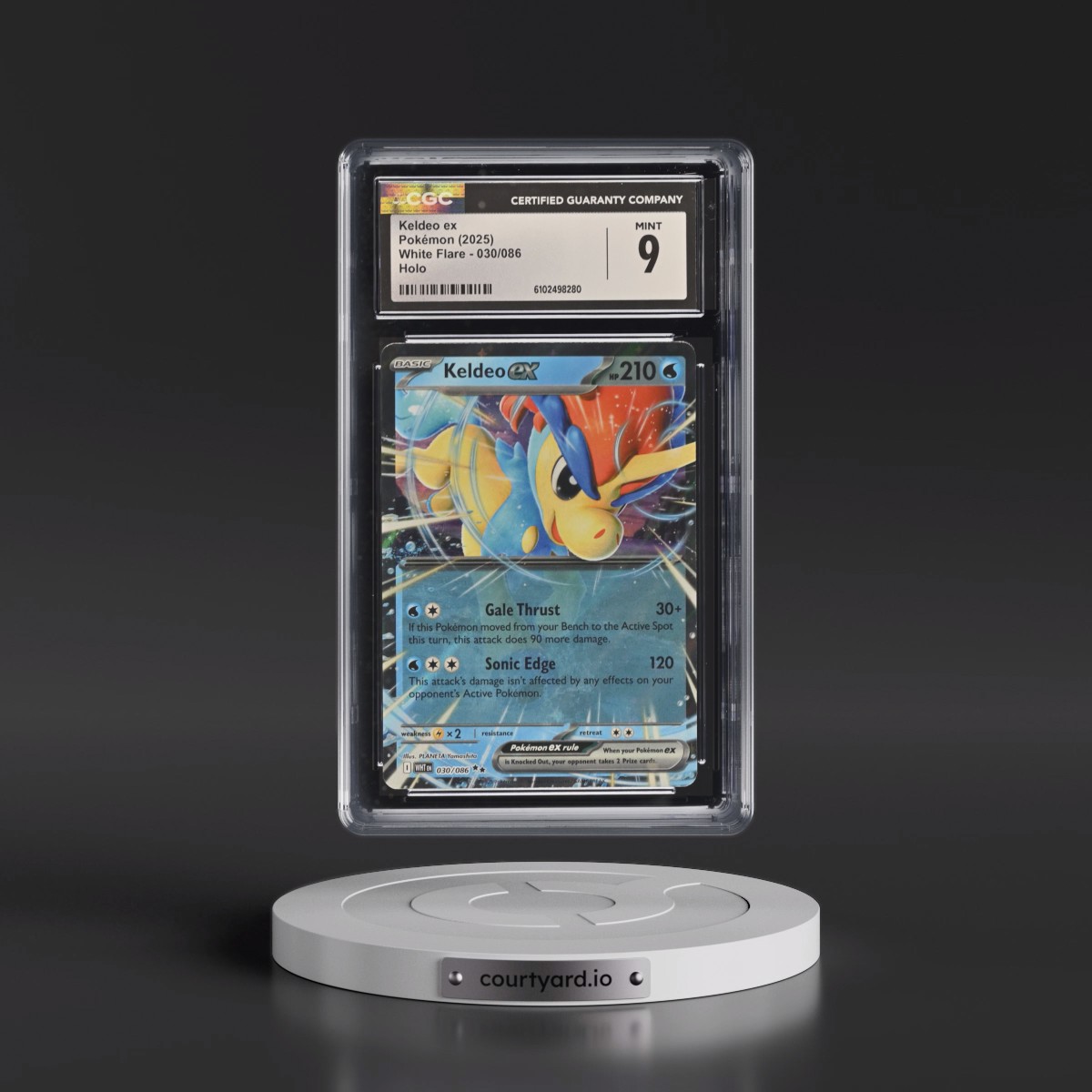 2025 Pokémon Wht EN-White Flare #030 Keldeo EX - Holo (CGC 9 MINT)