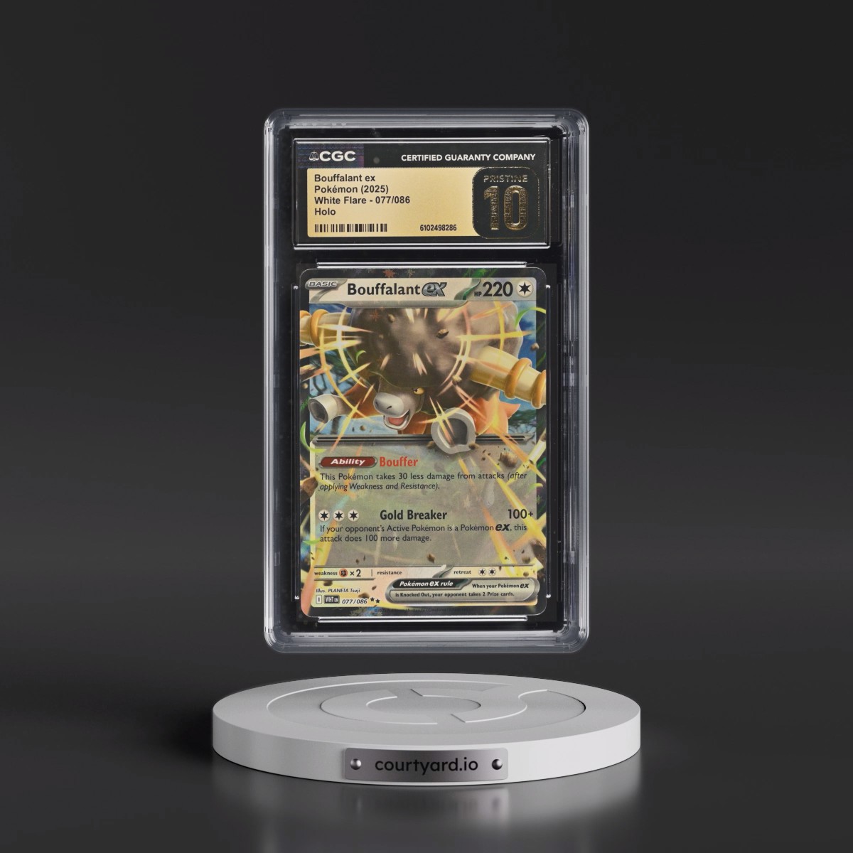 2025 Pokémon Wht EN-White Flare #077 Bouffalant EX - Holo (CGC 10 PRISTINE)