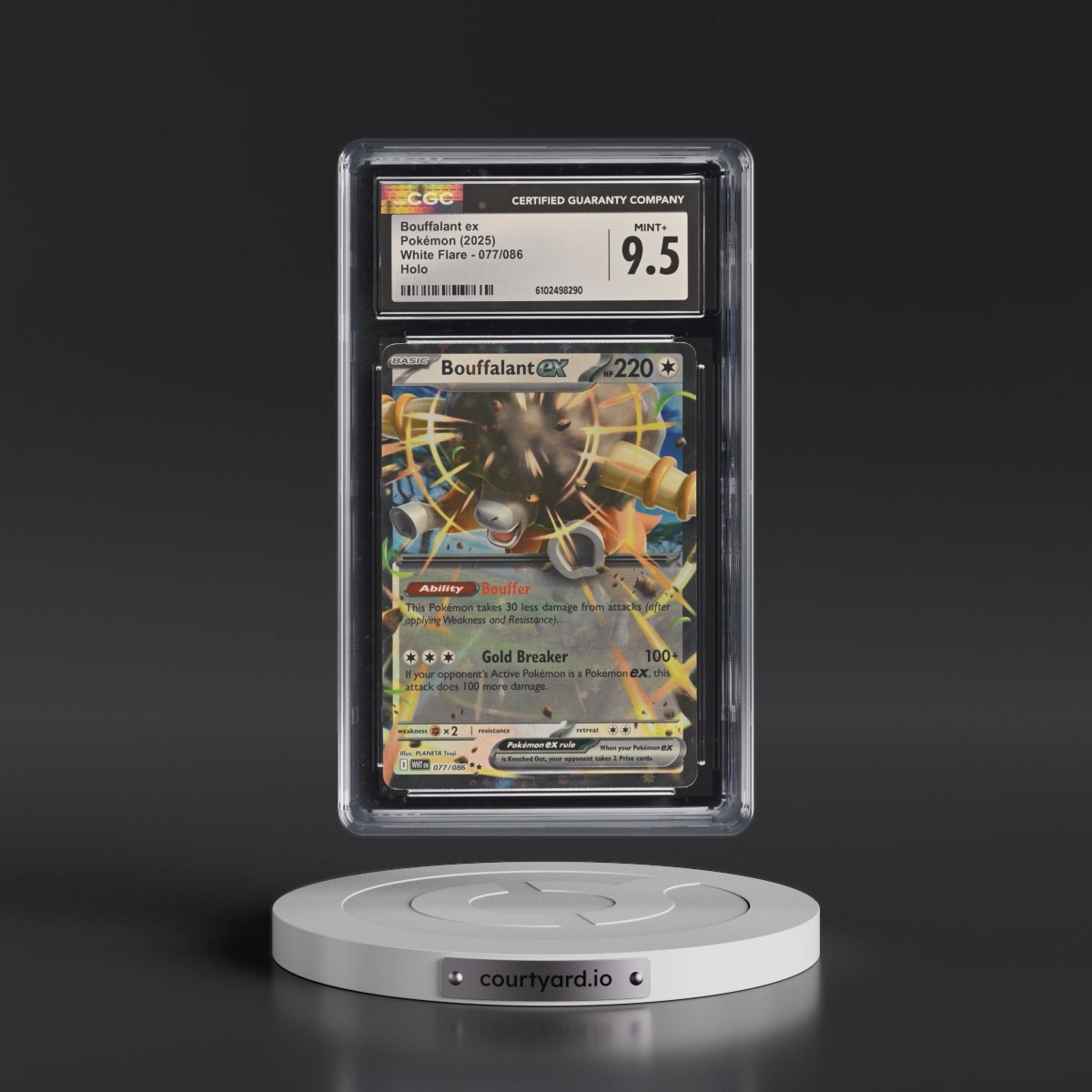 2025 Pokémon Wht EN-White Flare #077 Bouffalant EX - Holo (CGC 9.5 MINT+)