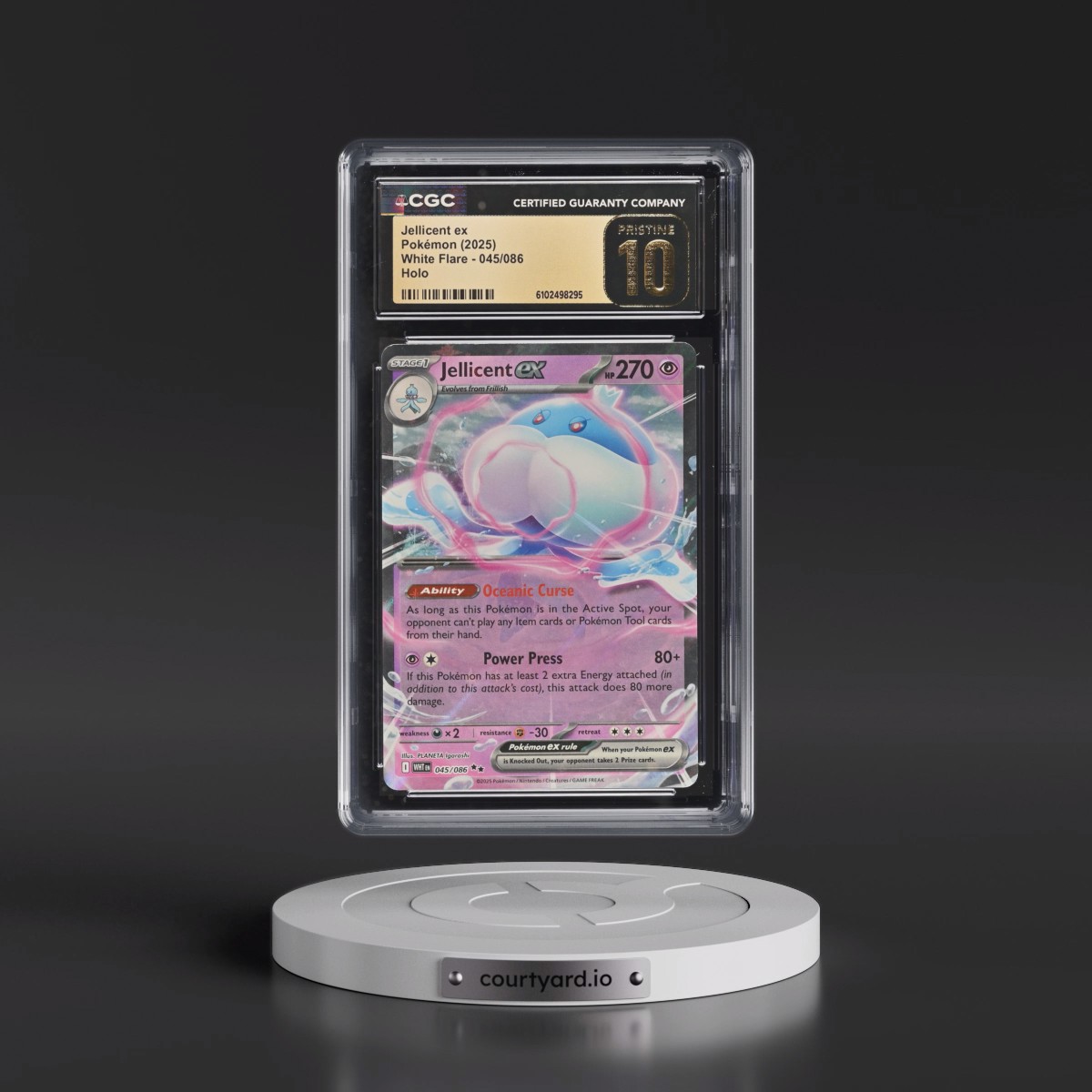 2025 Pokémon Wht EN-White Flare #045 Jellicent EX - Holo (CGC 10 PRISTINE)