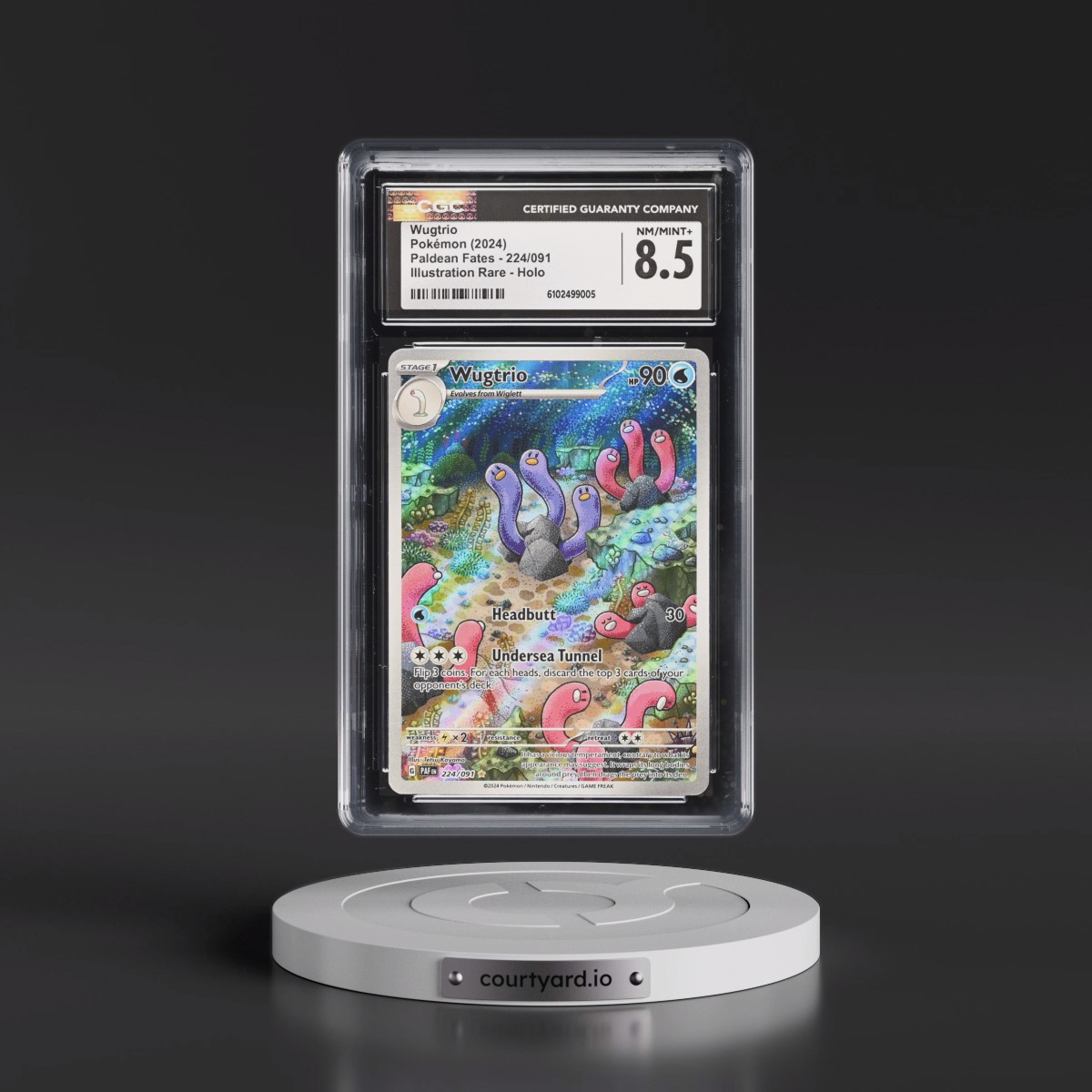 2024 Pokémon Paf EN-Paldean Fates #224 Wugtrio - Illustration Rare (CGC 8.5 NM-MT+)