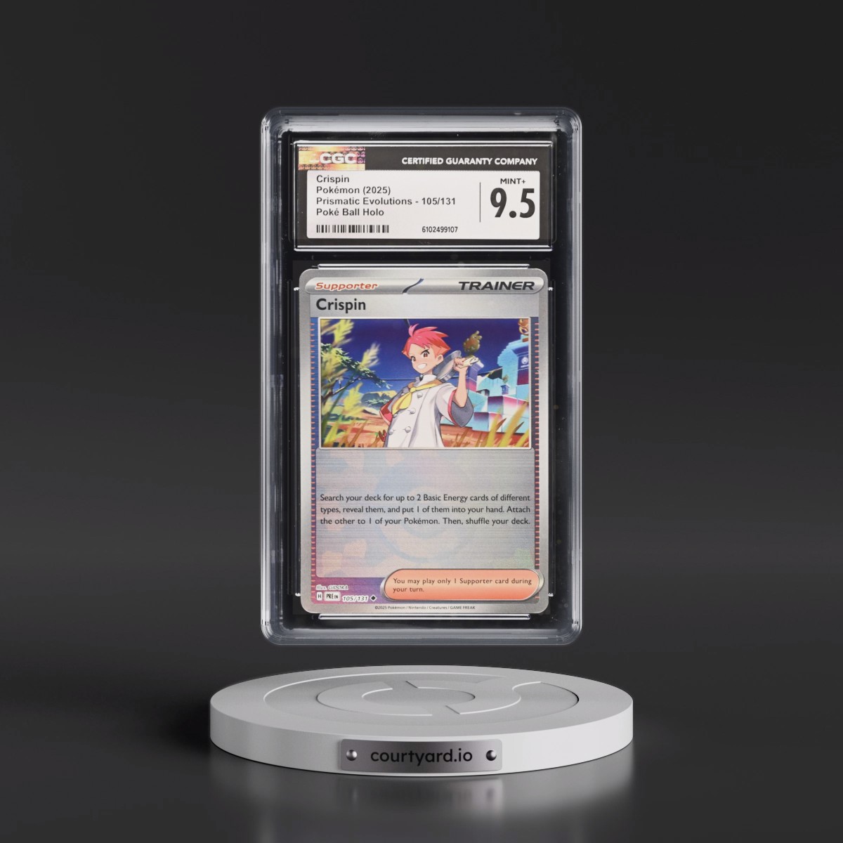 2024 Prismatic Evolutions - PRE EN #105/131 Crispin - Poké Ball Holo (CGC 9.5 MINT+)