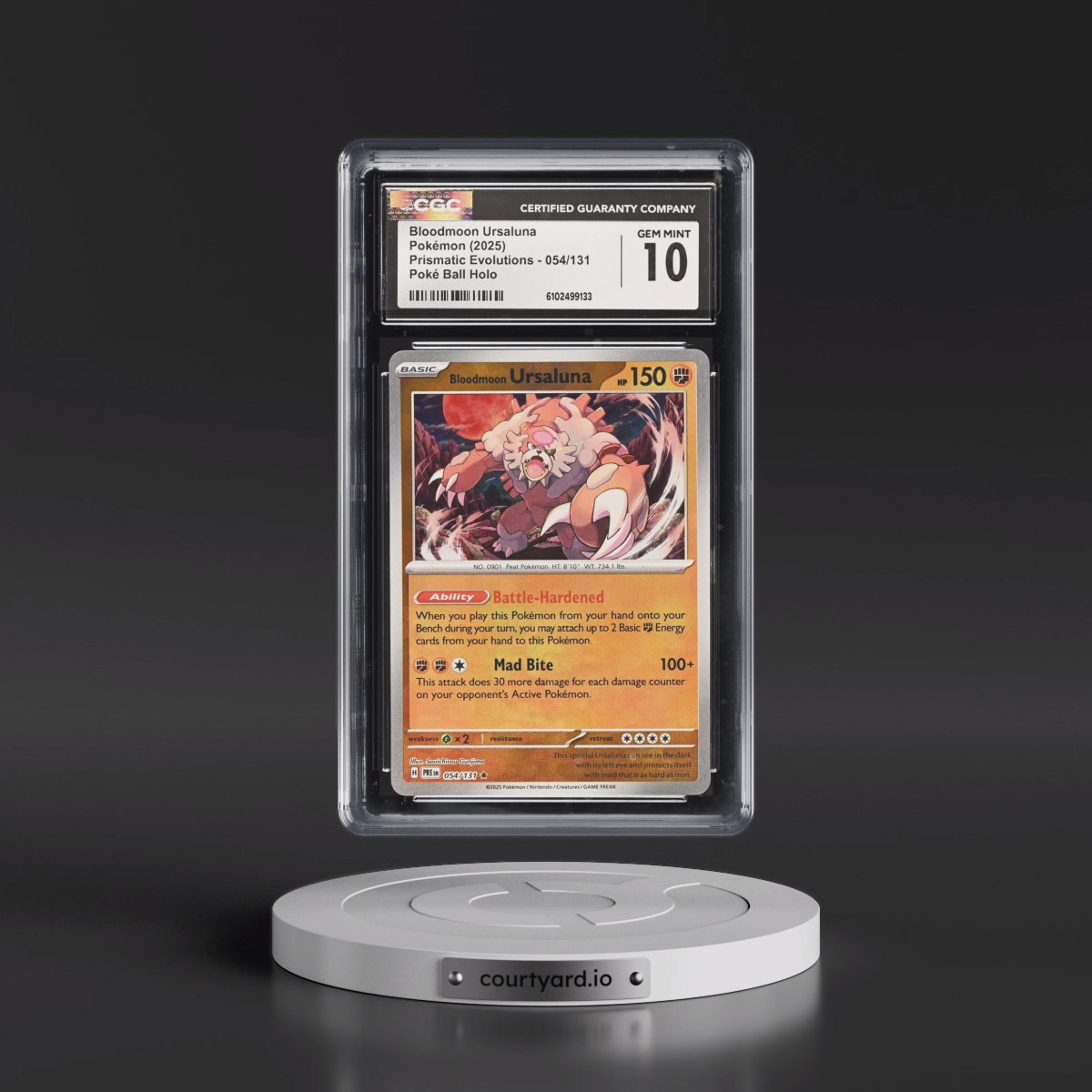 2025 Pokémon Pre EN-Prismatic Evolutions #054 Bloodmoon Ursaluna - Reverse Holo Poke Ball (CGC 10 GEM MINT)