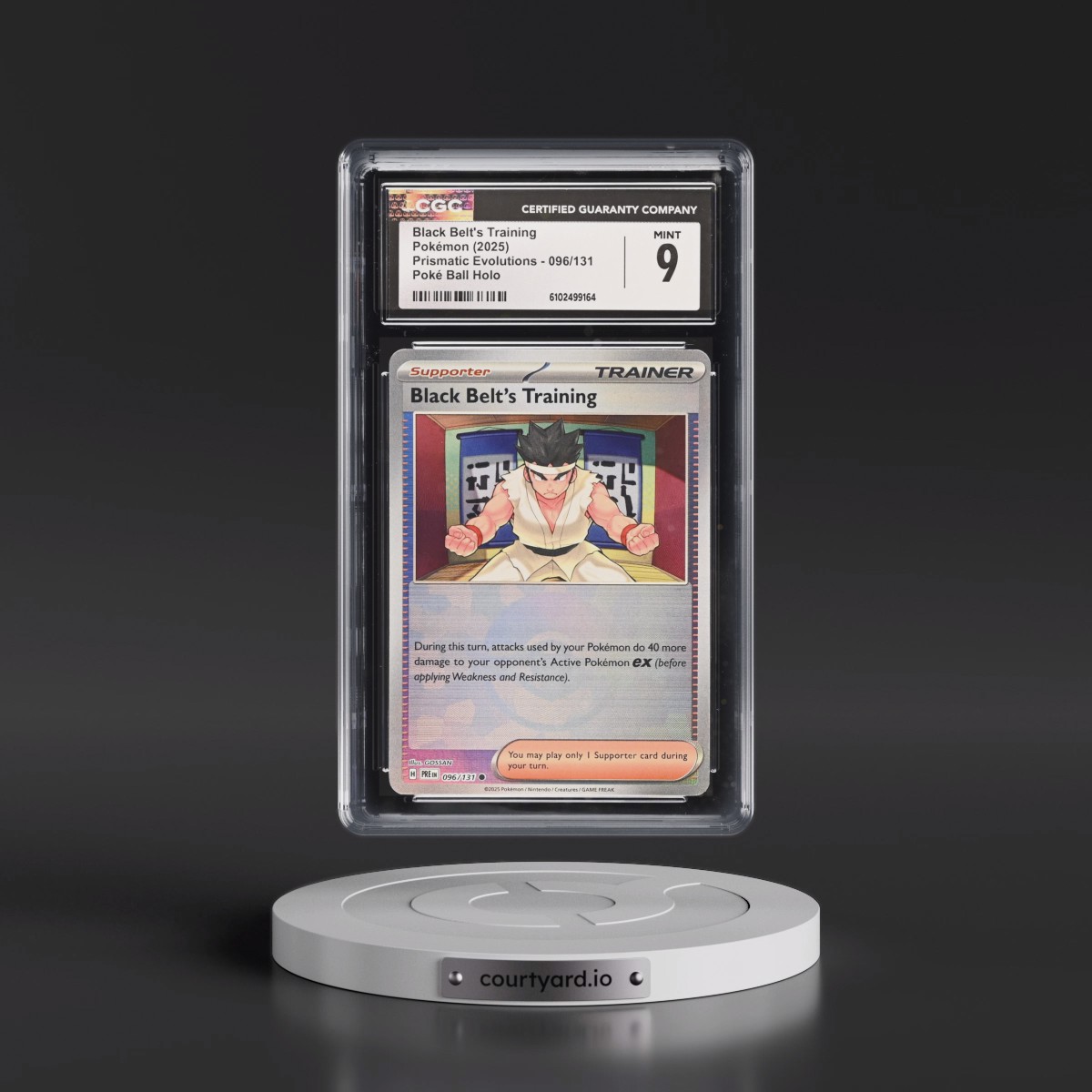 2024 Prismatic Evolutions - PRE EN #096/131 Black Belt's Training - Poké Ball Holo (CGC 9 MINT)