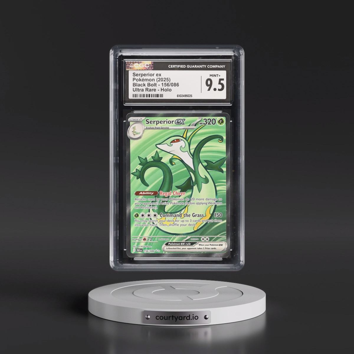 2025 Black Bolt - BLK EN #156/086 Serperior ex - Ultra Rare Holo (CGC 9.5 MINT+)