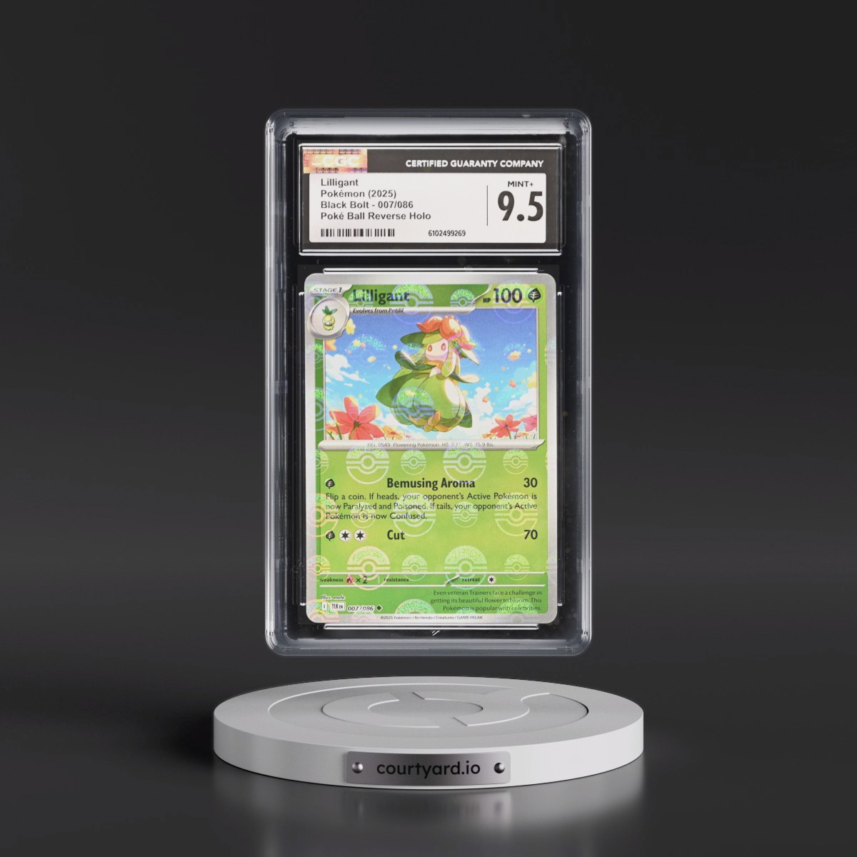 2025 Black Bolt - BLK EN #007/086 Lilligant - Reverse Holo Poké Ball (CGC 9.5 MINT+)