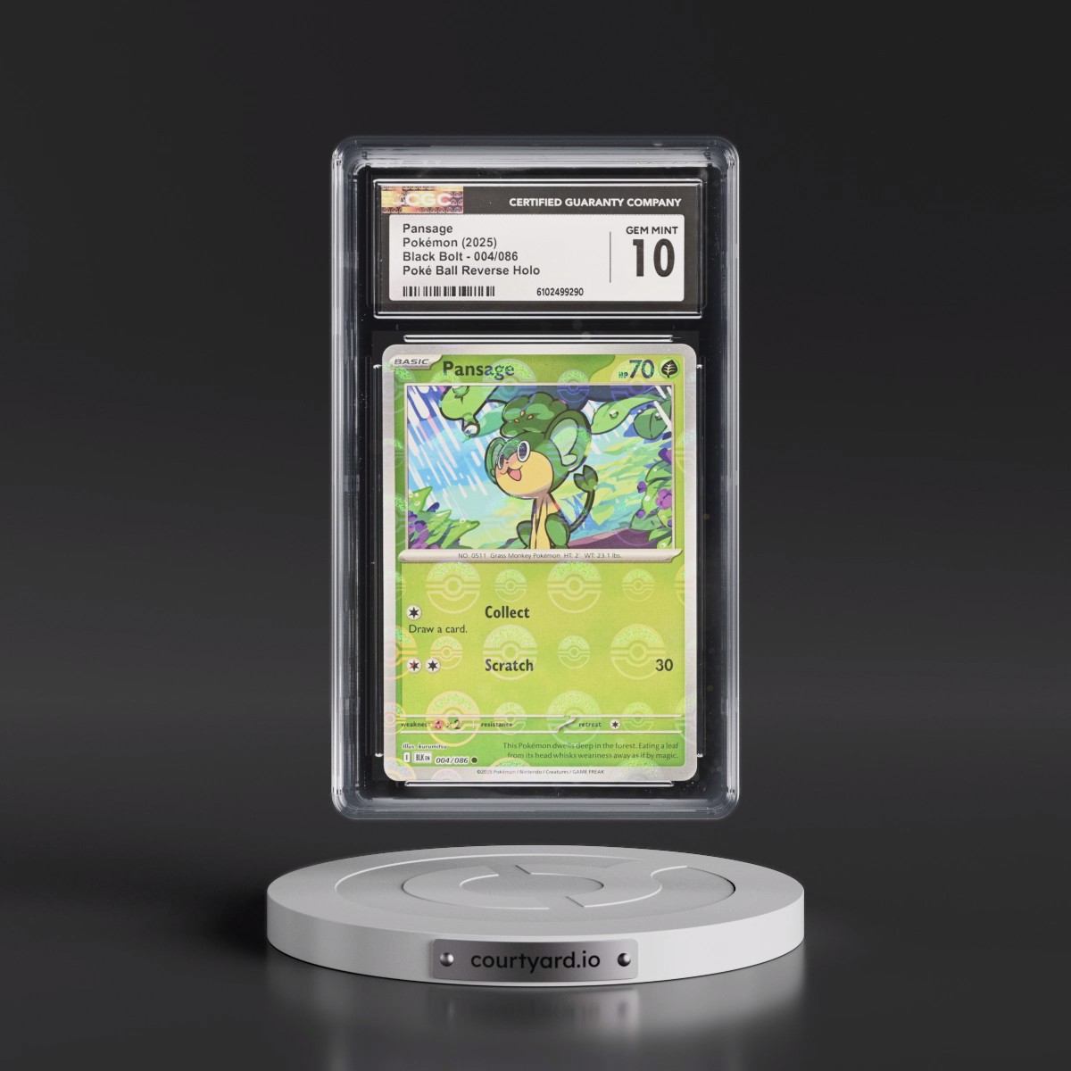 2025 Black Bolt - BLK EN #004/086 Pansage - Reverse Holo Poké Ball (CGC 10 GEM MINT)