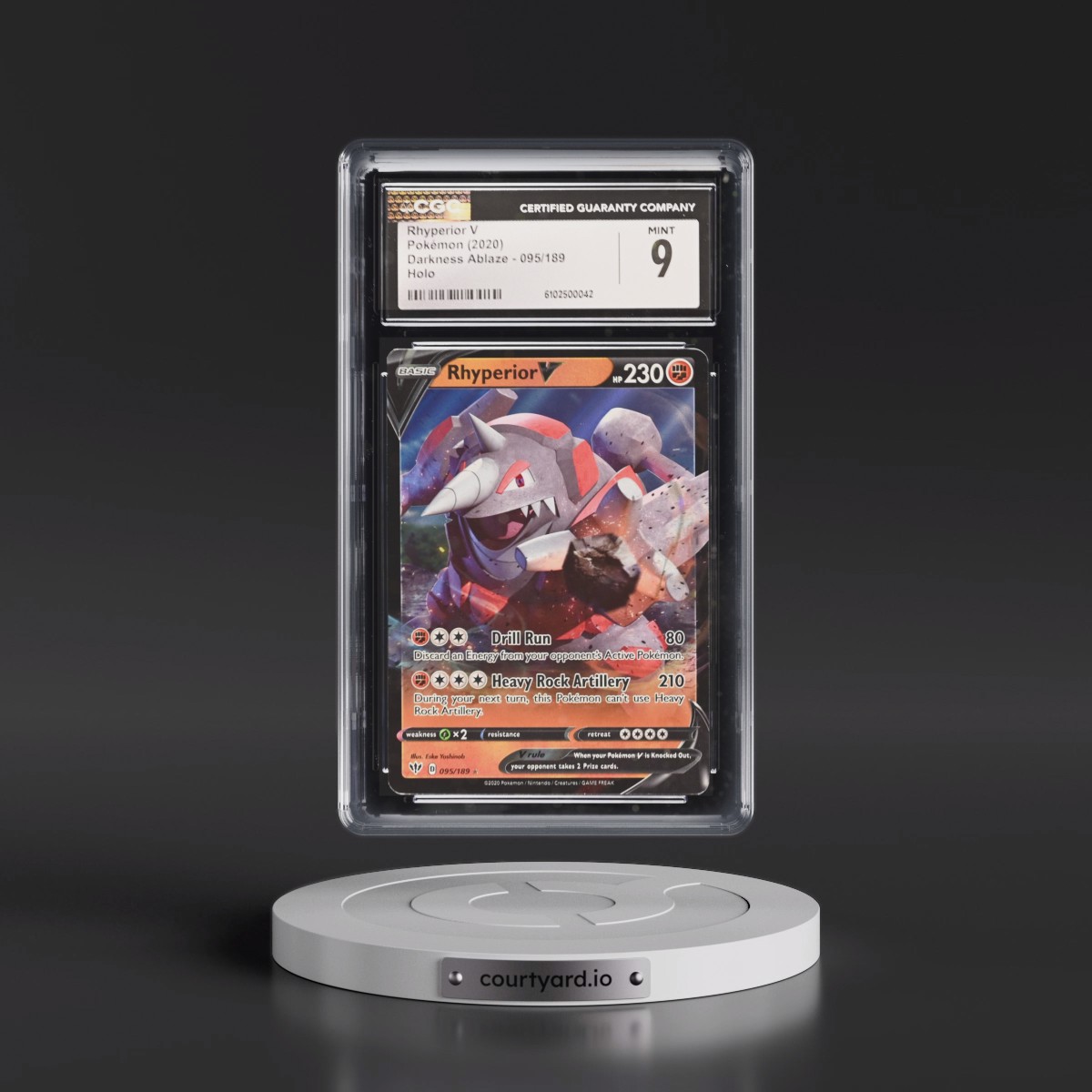 2020 Darkness Ablaze #095/189 Rhyperior V - Holo (CGC 9 MINT)