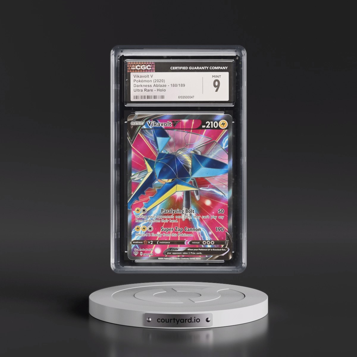 2020 Darkness Ablaze #180/189 Vikavolt V - Ultra Rare Holo (CGC 9 MINT)