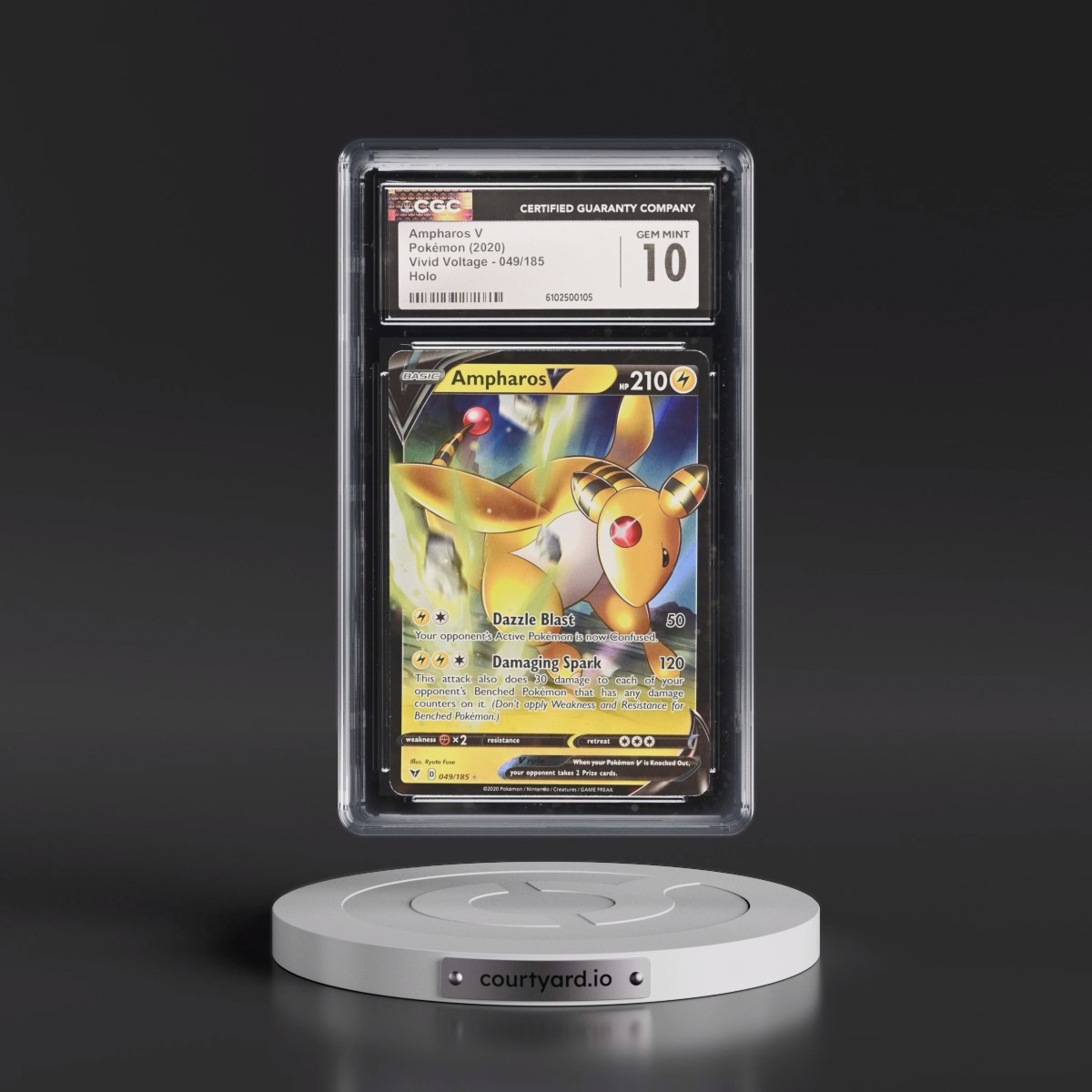 2020 Vivid Voltage #049/185 Ampharos V - Holo (CGC 10 GEM MINT)