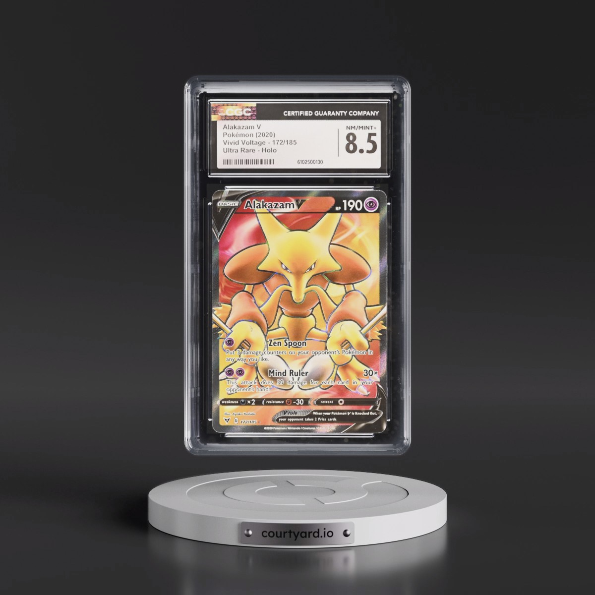 2020 Vivid Voltage #172/185 Alakazam V - Ultra Rare Holo (CGC 8.5 NM-MT+)